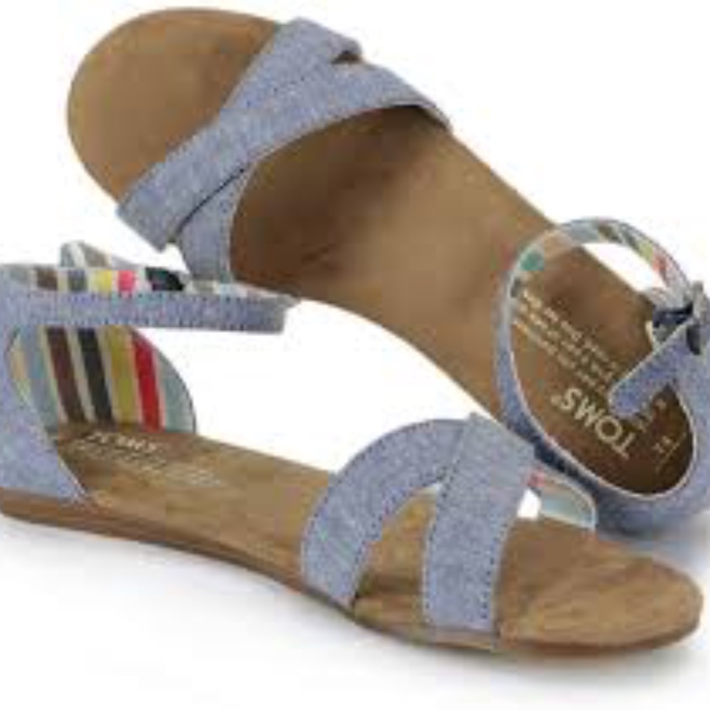 NIB New Toms Correa Woman’s Size 5.5 Chambray Denim Sandal